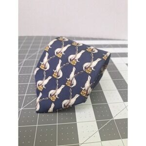 Brooks Brothers USA Blue Silk Tie Seal Fishing Pole Necktie 58"‎ x 3.75"